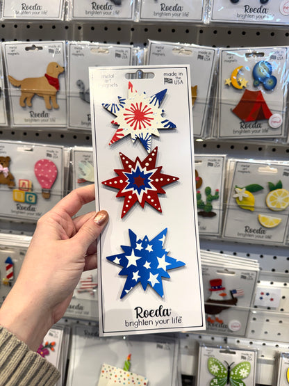 Patriotic Star Mini Art Pop Magnets S/3