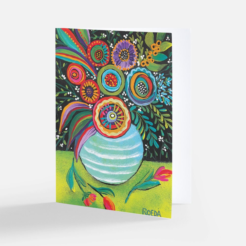 Greeting Card by Carol - Teal Vase
