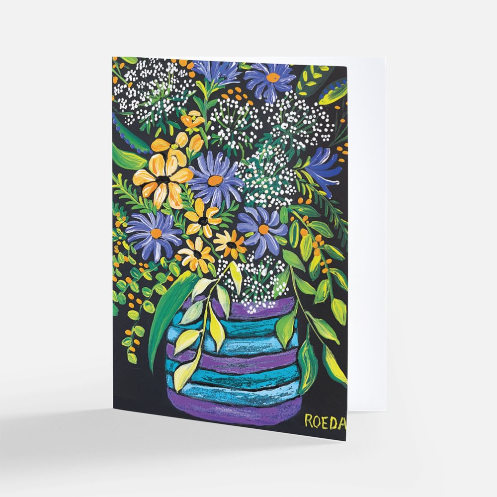 Greeting Card by Carol - Blue Stripe Vase