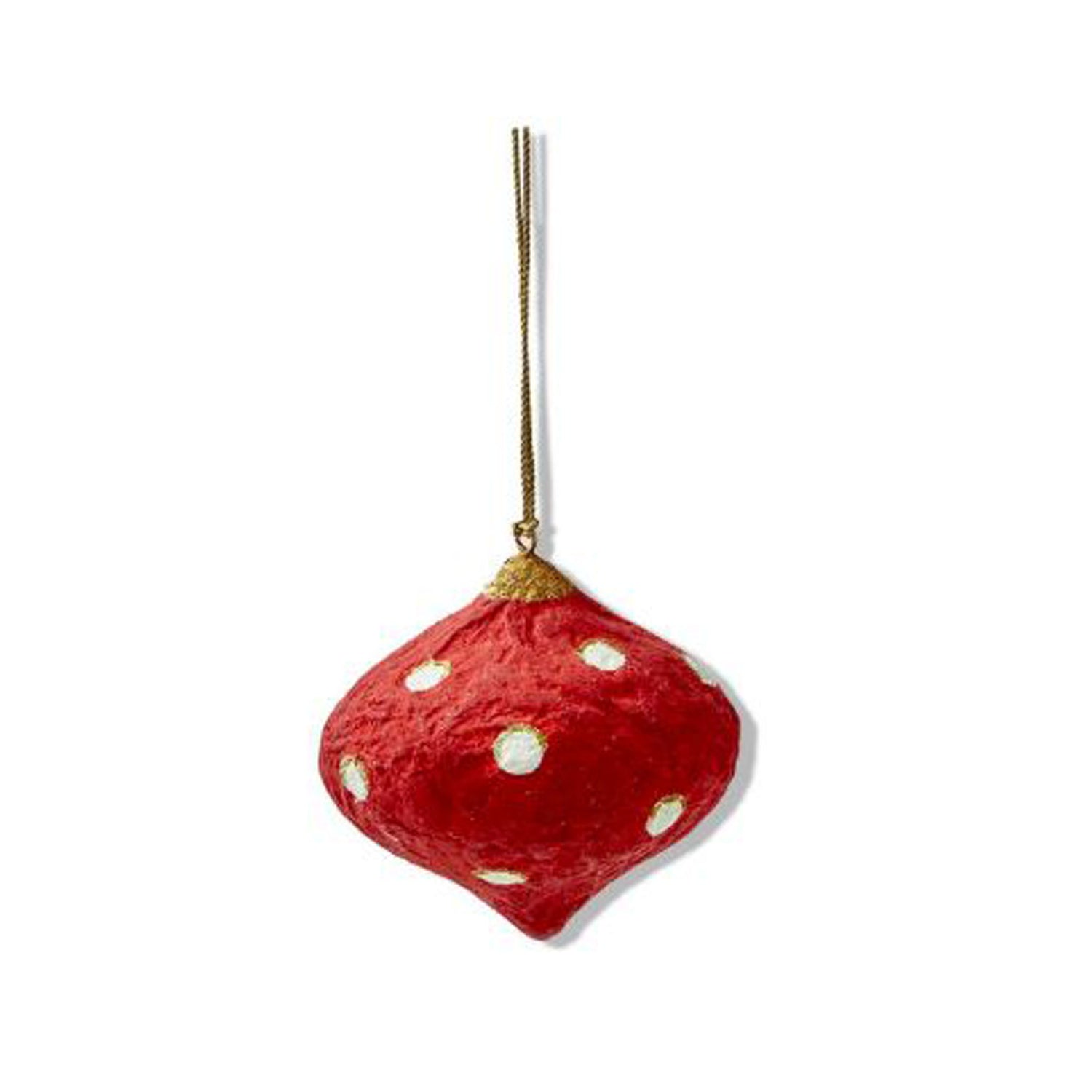 Paper Mache Ornament - Red Dots