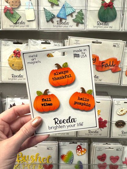 Fall Sentiment Pumpkin Magnets S/3
