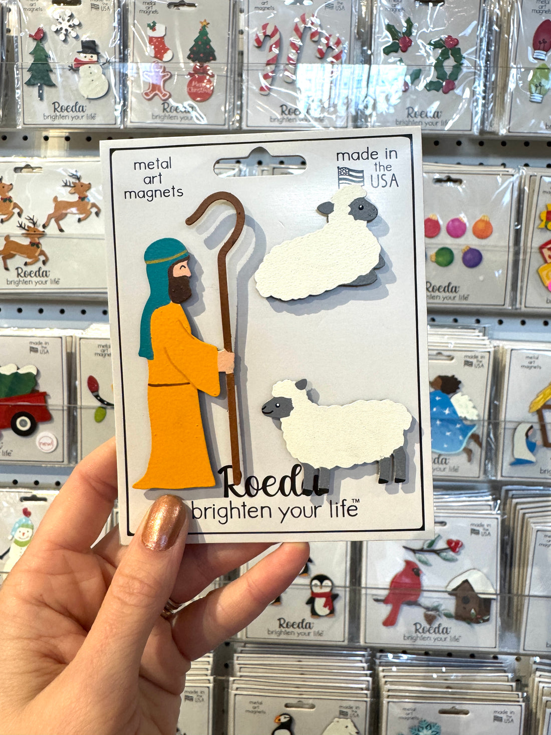 Shepherd &amp; Sheep Magnets S/3