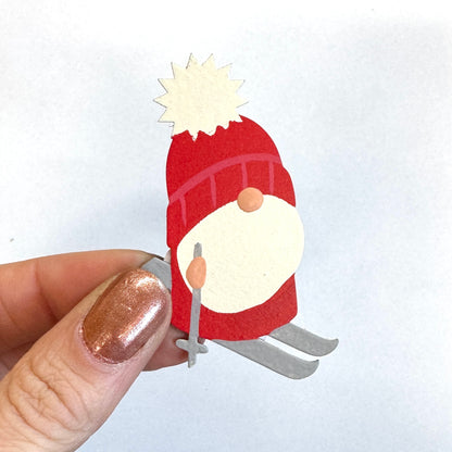 Skiing Gnome Magnet, Single
