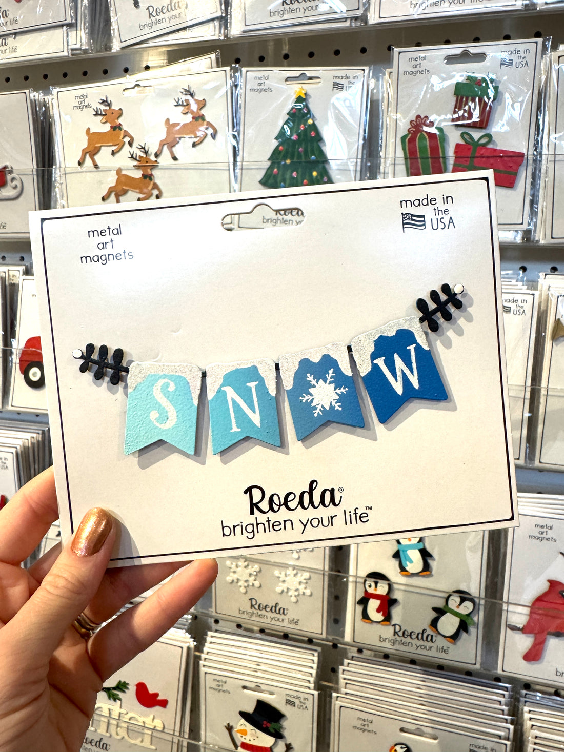 Snow Banner Magnet - Blue (6"w)