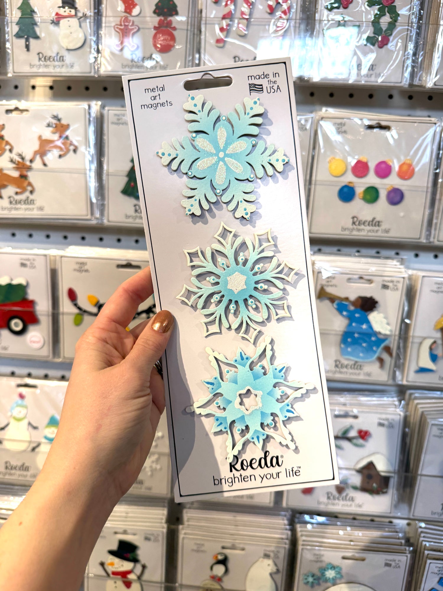 Snowflake Mini Art Pop Magnets S/3 Blue