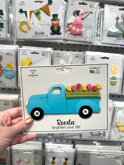 Spring Truck w/ Flowers Magnet