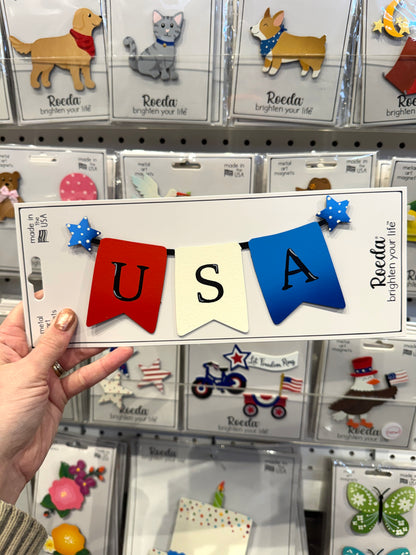 "USA" Banner Magnet (8"w)