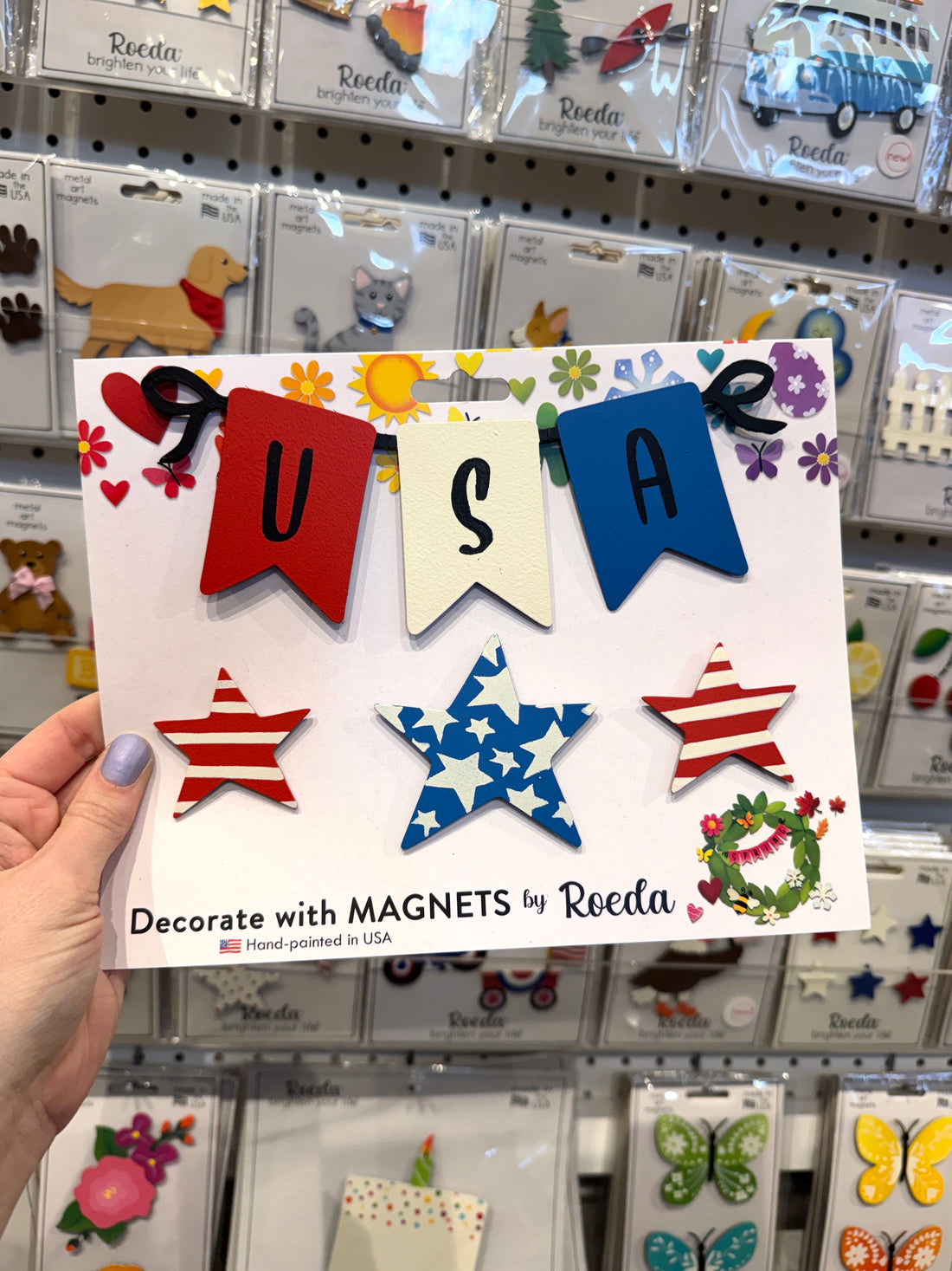 "USA" Patriotic Wreath Kit Magnets S/4