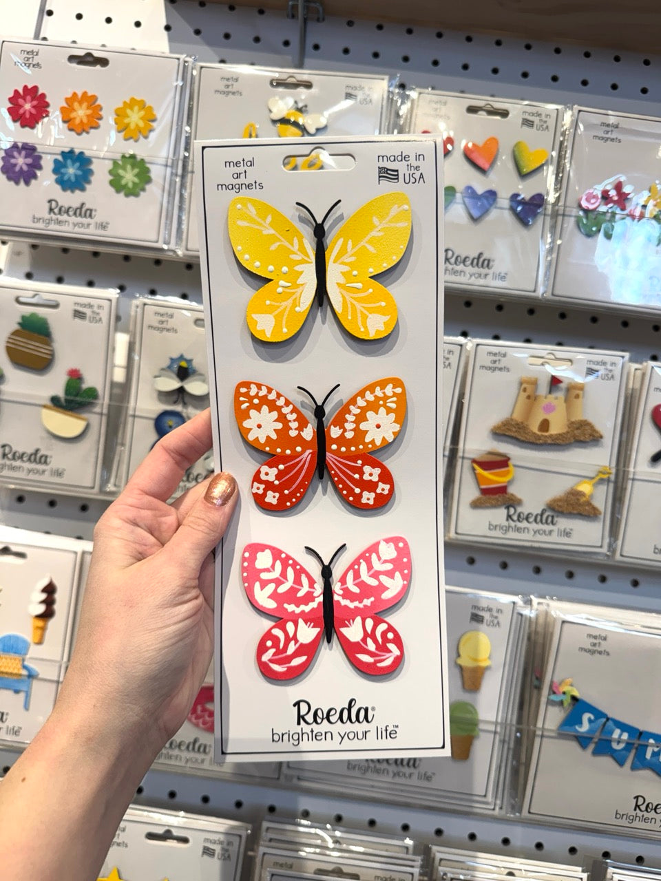 Large Folk Butterfly Magnets S/3 - Warm