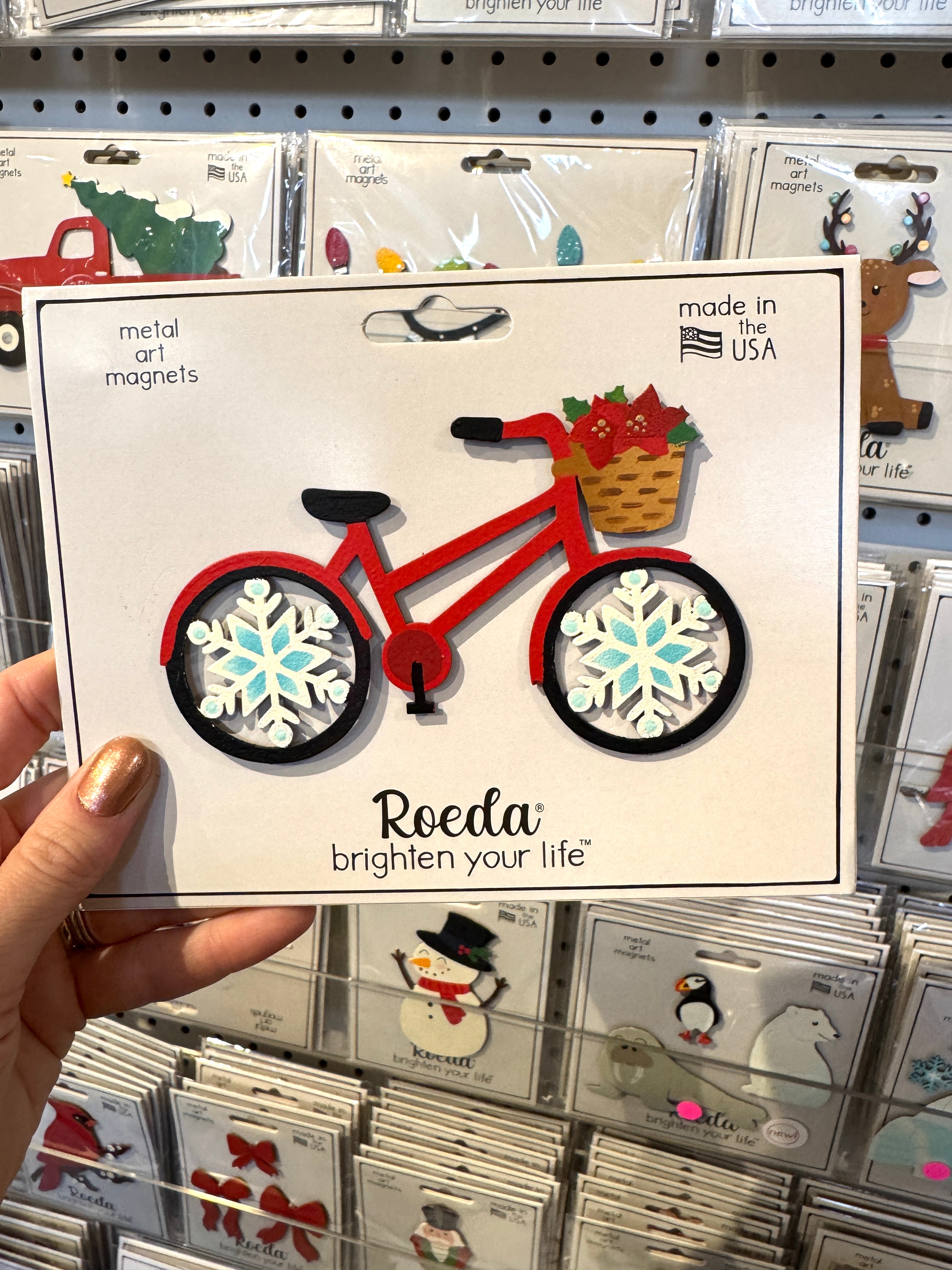 Winter Bike w/ Poinsettias Magnet