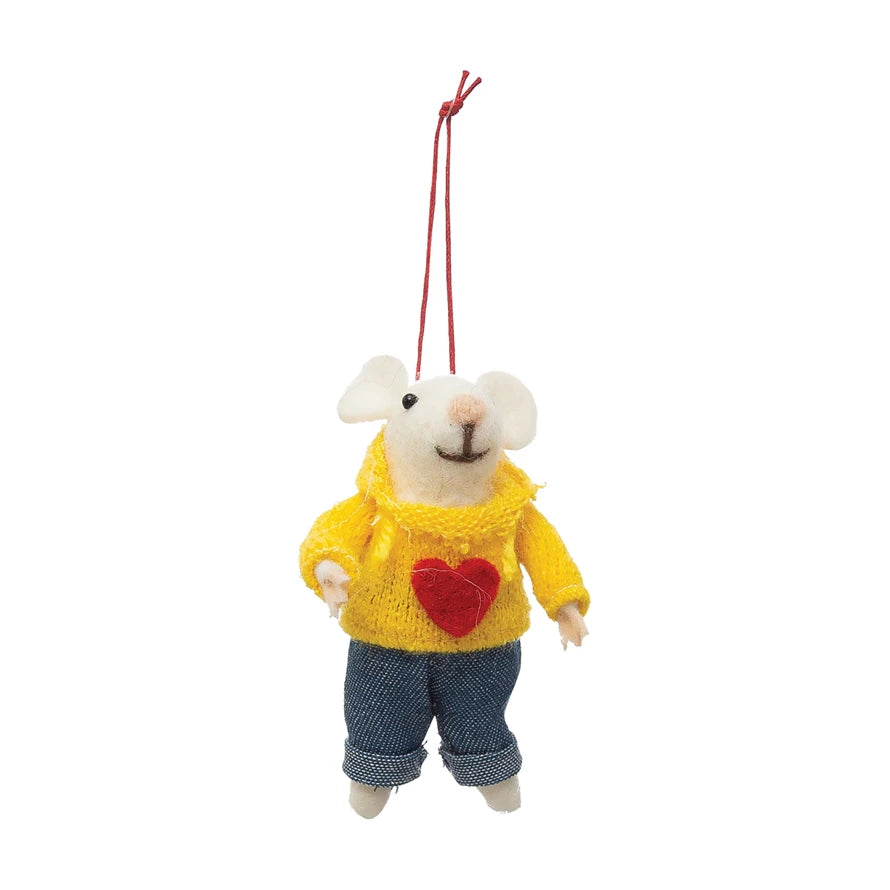 Wollfilz-Maus im „♥“-Sweatshirt-Ornament 