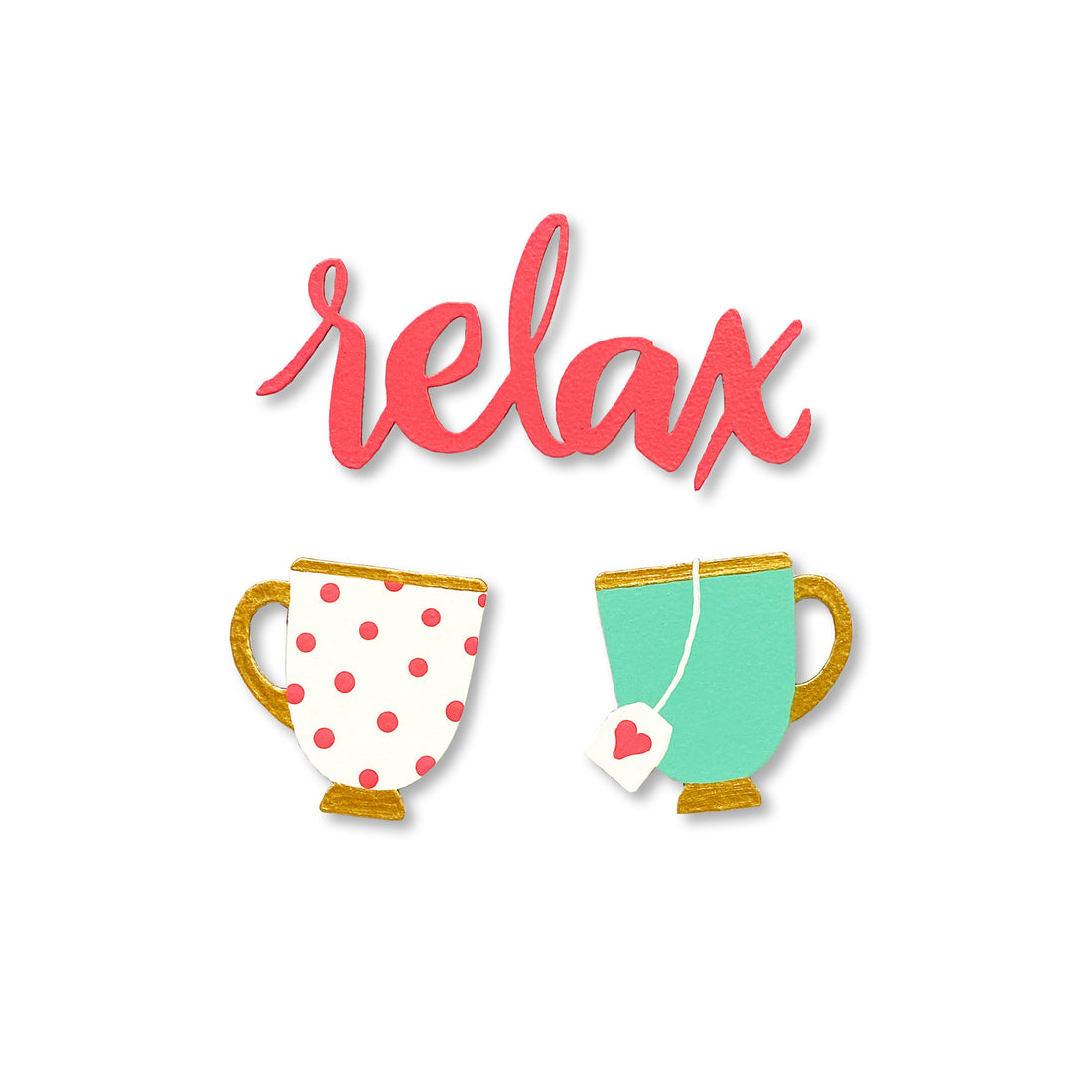 &quot;Relax&quot; Tea Cup Magnets S/3