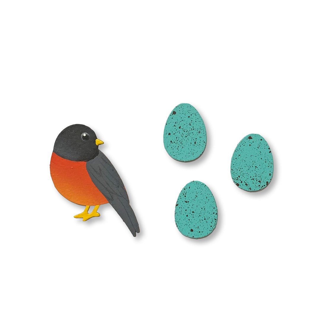 Rotkehlchen mit Eiermagnet S/4