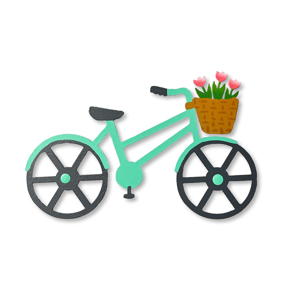 Frühlingsfahrrad mit Tulpenblau