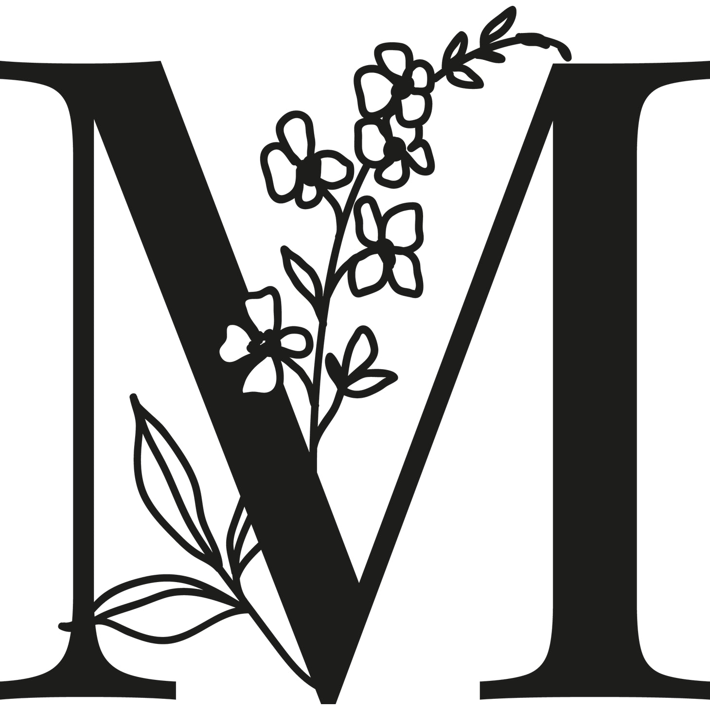 Botanisches Buchstaben-Wanddekor