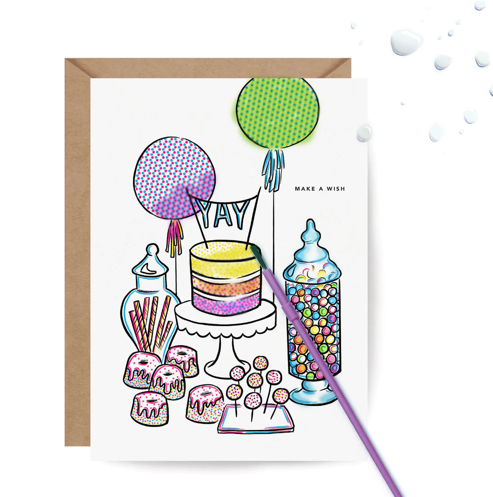 Süße Tischfarbe mit Wasser-Geburtstagskarte