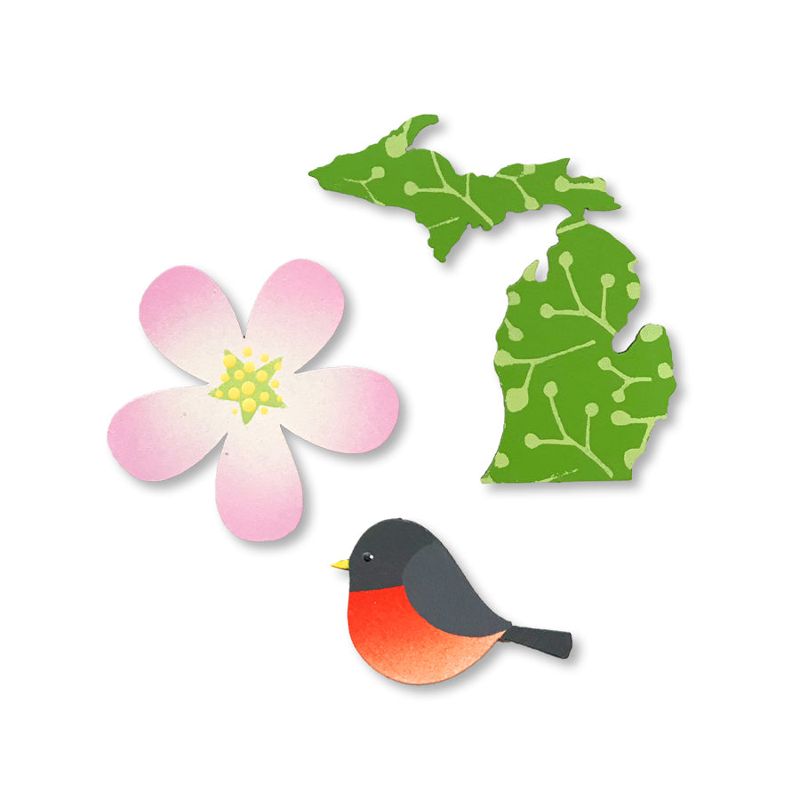 Michigan Icons mit Apfelblüten-Magneten S/3
