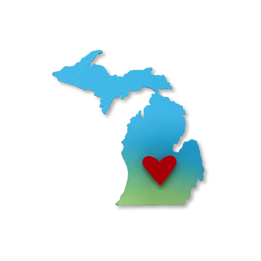 Michigan w/ Moveable Heart Magnet S/2 Blue Ombre