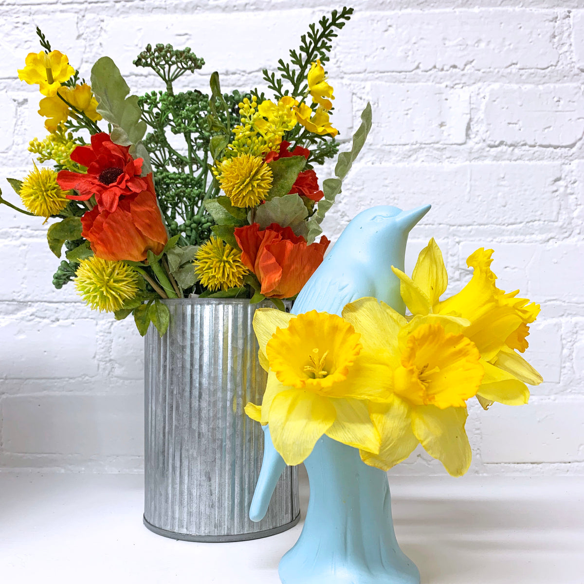 Vogelvase Porzellan Babyblau