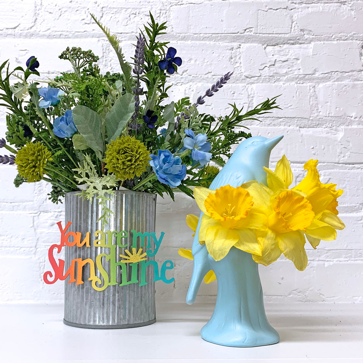 Vogelvase Porzellan Babyblau