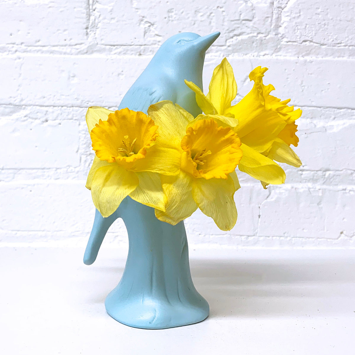 Vogelvase Porzellan Babyblau